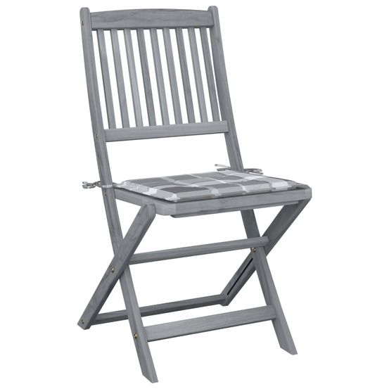 Chaises pliables d'extérieur lot de 2 et coussins bois d'acacia