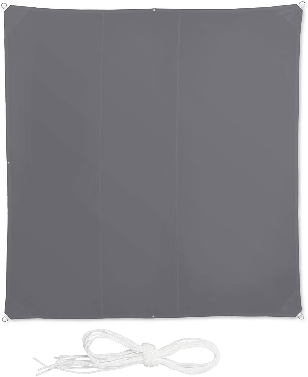 Voile d'ombrage carré 4 x 4 m gris