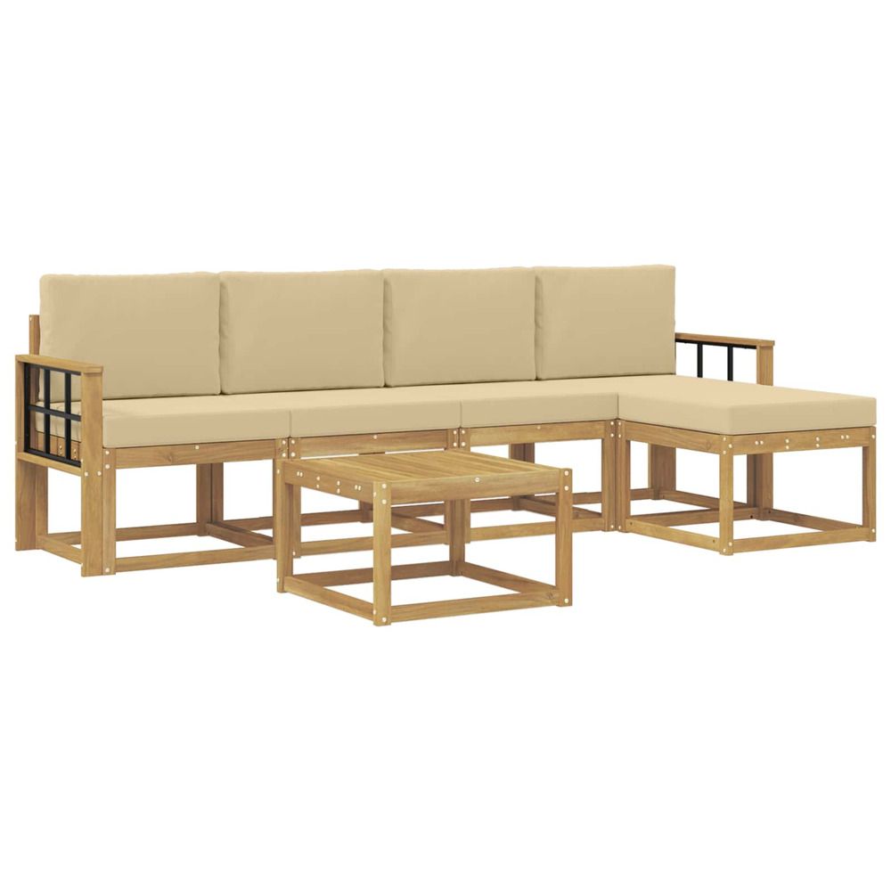 Ensemble de canapés d'extérieur 6 pc blanc et beige