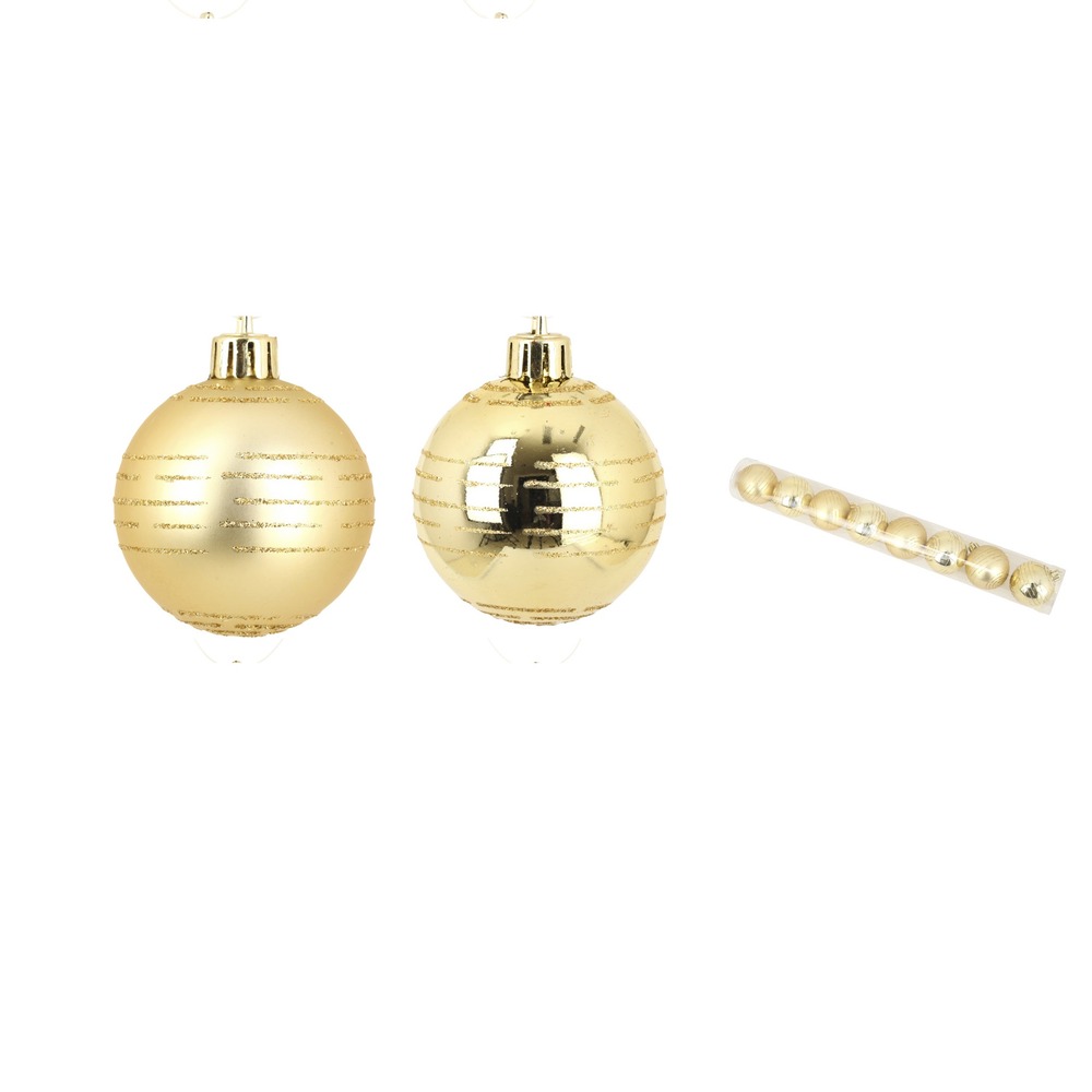 Set de 8 boules decor rayures de noel