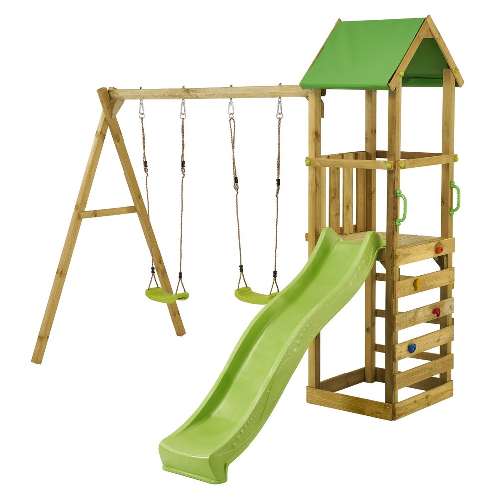 Aire de jeux bois enfant : plateforme 120 cm avec toboggan walli