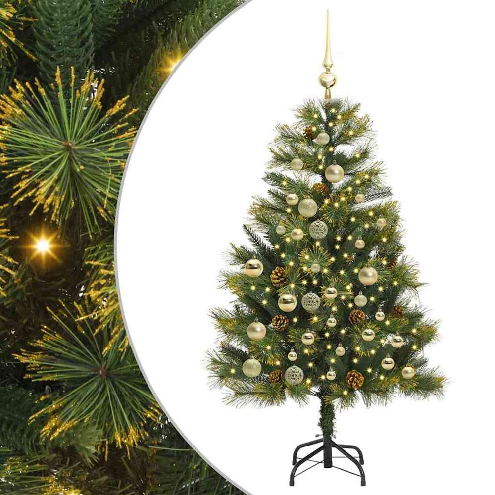 Sapin de noël artificiel avec branches pliables et cônes 120 cm