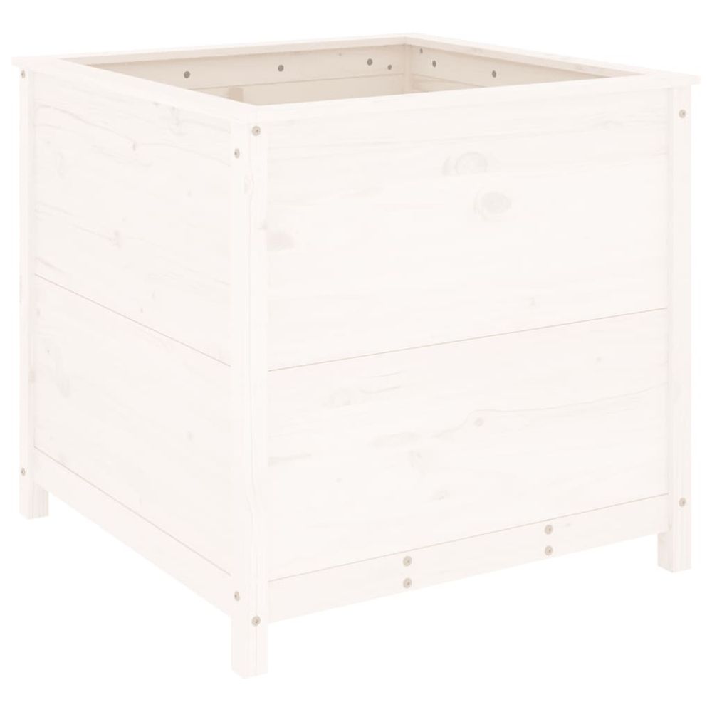 Jardinière blanc 82,5x82,5x78 cm bois massif de pin