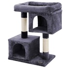 Arbre à chat colonne en sisal pour aiguiser les griffes 2 niches luxueuses maison de jeu meubles pour chatons chats et félins