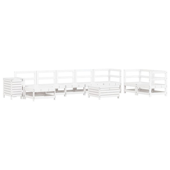 Salon de jardin 10 pcs blanc bois de pin massif