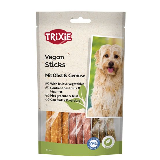 Friandise pour chien végane, sticks aux fruits et légumes à la patate douce