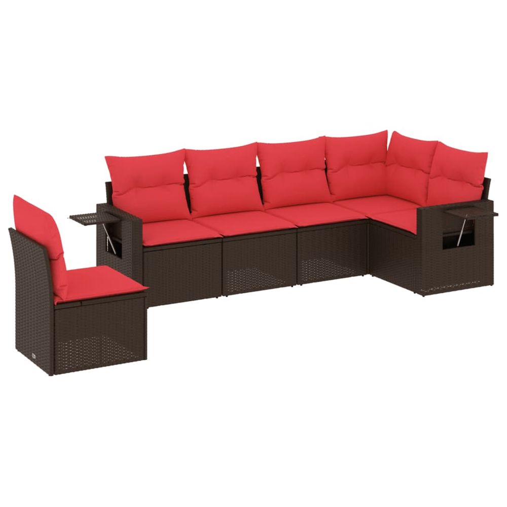Ensemble de canapé de jardin 6 pcs avec coussins marron
