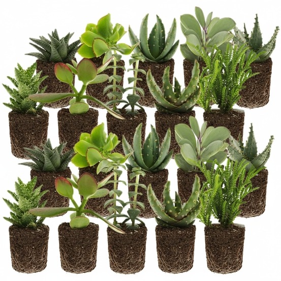 Mini-plantes grasses, lot de 20, 5,5 cm - assortiment sans pot