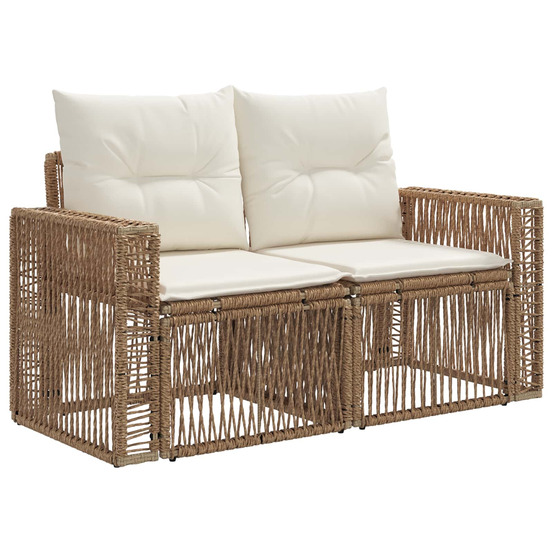 Canapé de jardin 2-nombre de places beige polyrotin