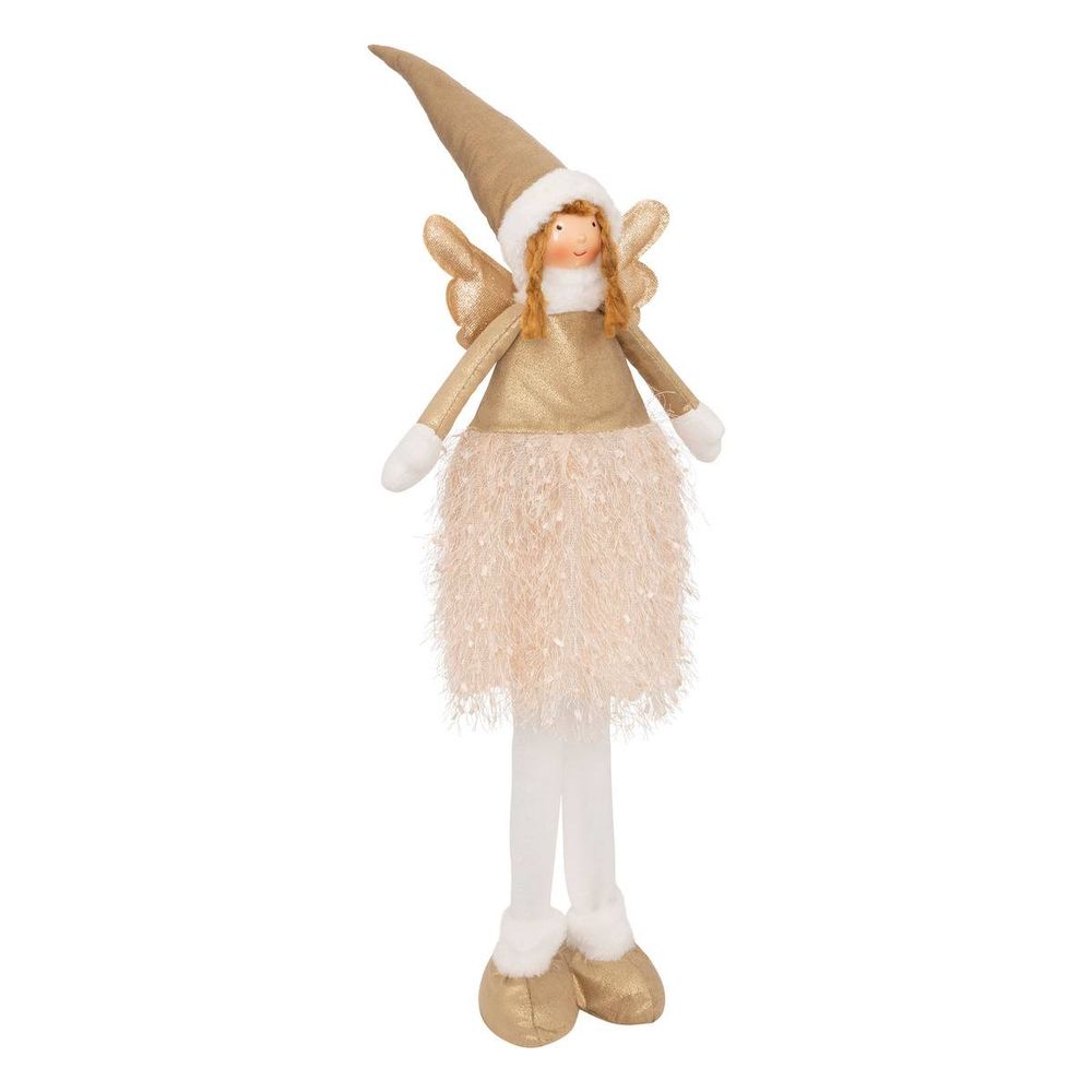 Fée de noël télescopique lumineuse dorée 95 cm