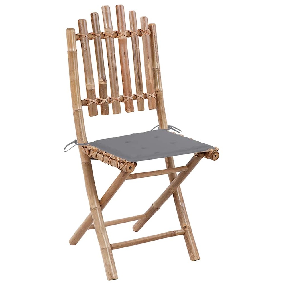 Chaises pliables de jardin lot de 2 avec coussins bambou