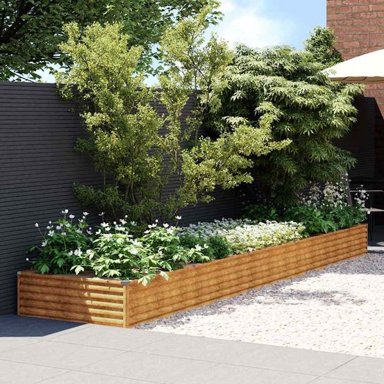 Carré potager rectangulaire acier corten jardin rouillé 482x100x36 cm