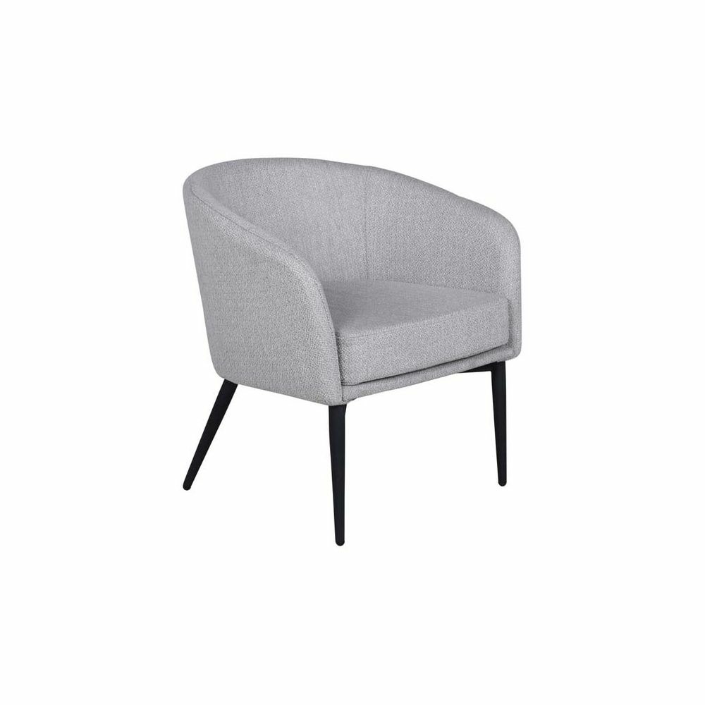 Fauteuil en tissus gris avec pieds en acier noir fluffy