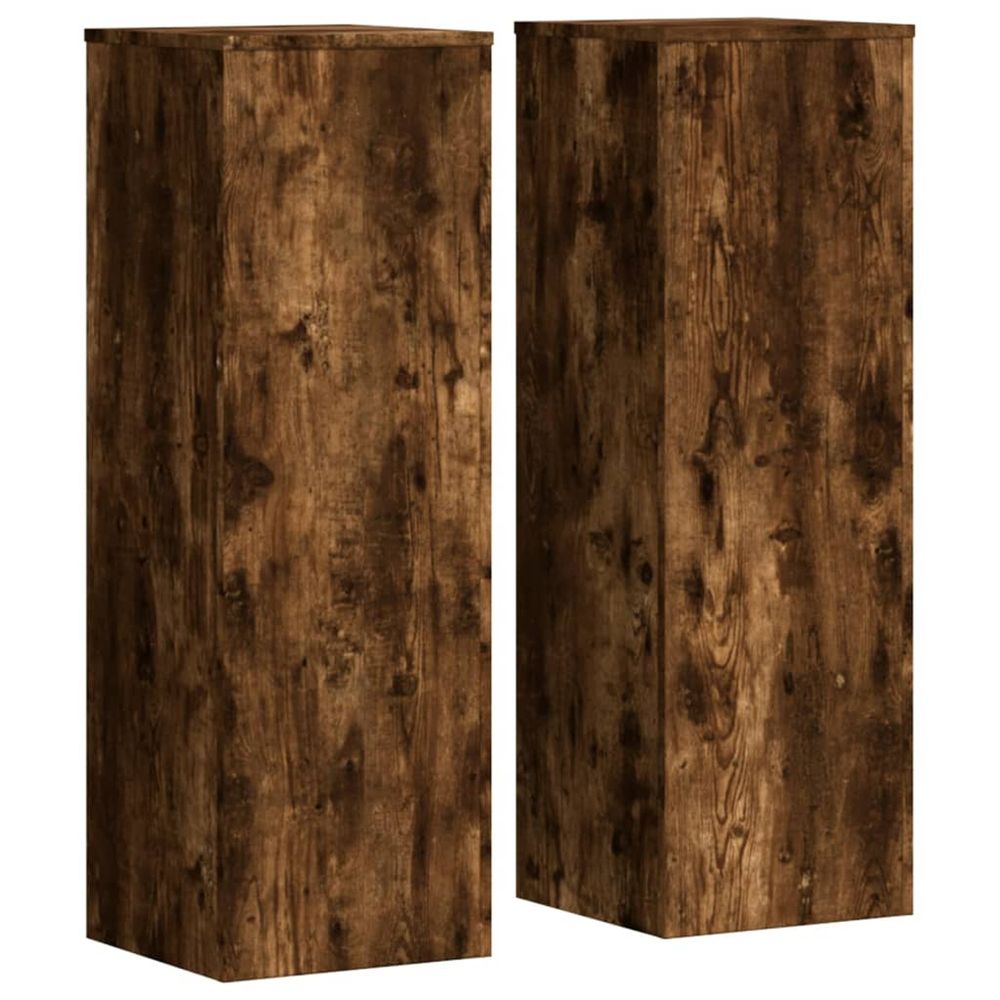 Support de plante 2 pièces chêne fumé 33 x 33 x 100 cm