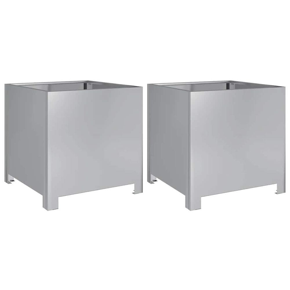Jardinières 2 pcs 40x40x40 cm acier galvanisé