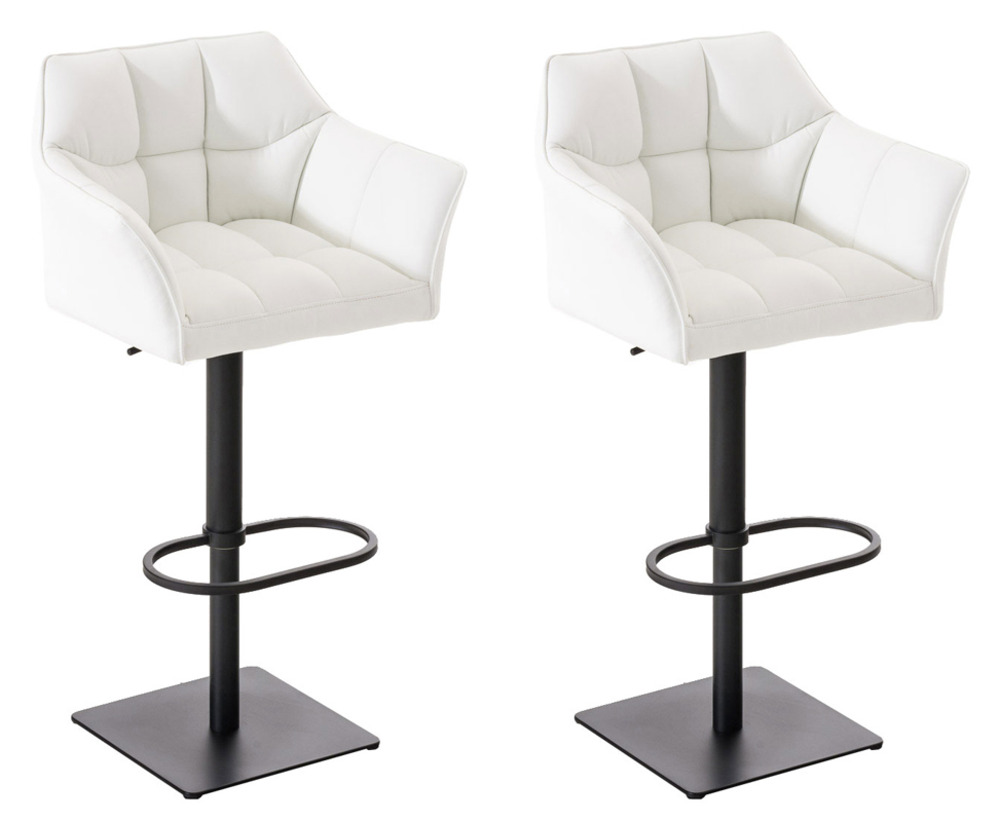 Lot de 2 tabourets de bar damaso simili cuir noir