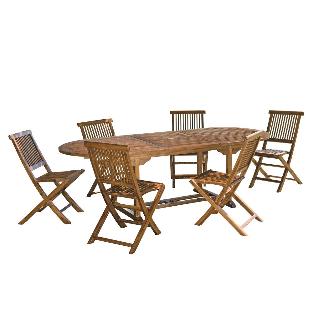 Table de jardin et chaises en teck huilé 8/10 personnes