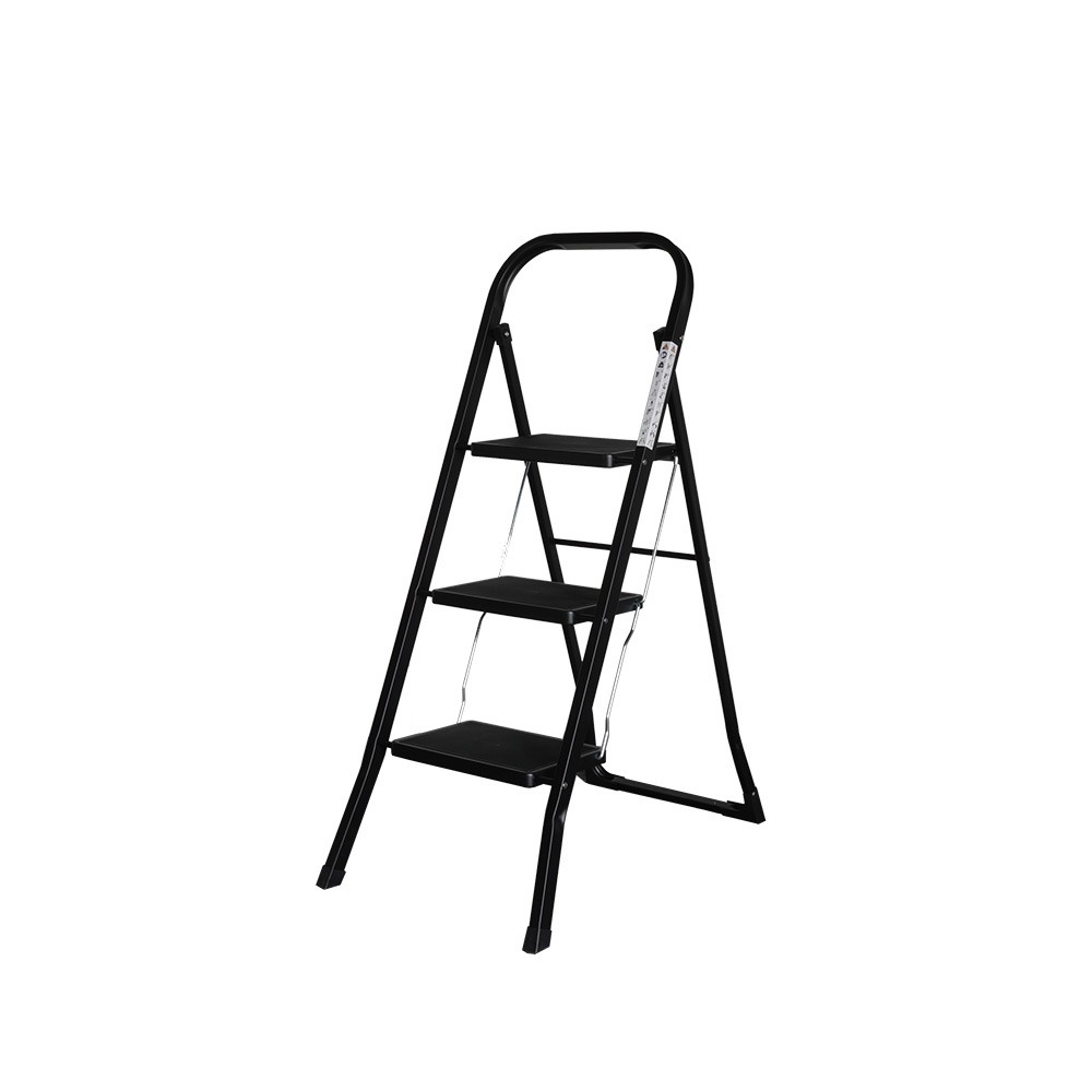Escabeau domestique - escabeau de cuisine 3 marches - pliable - noir