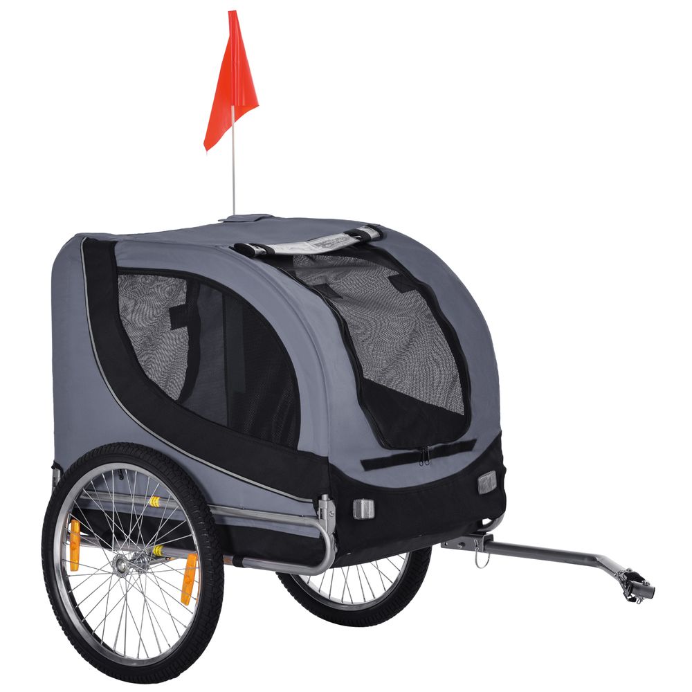 Remorque vélo pour chien acier oxford attelage universel protection uv gris et noir - comfortxl outdoor living