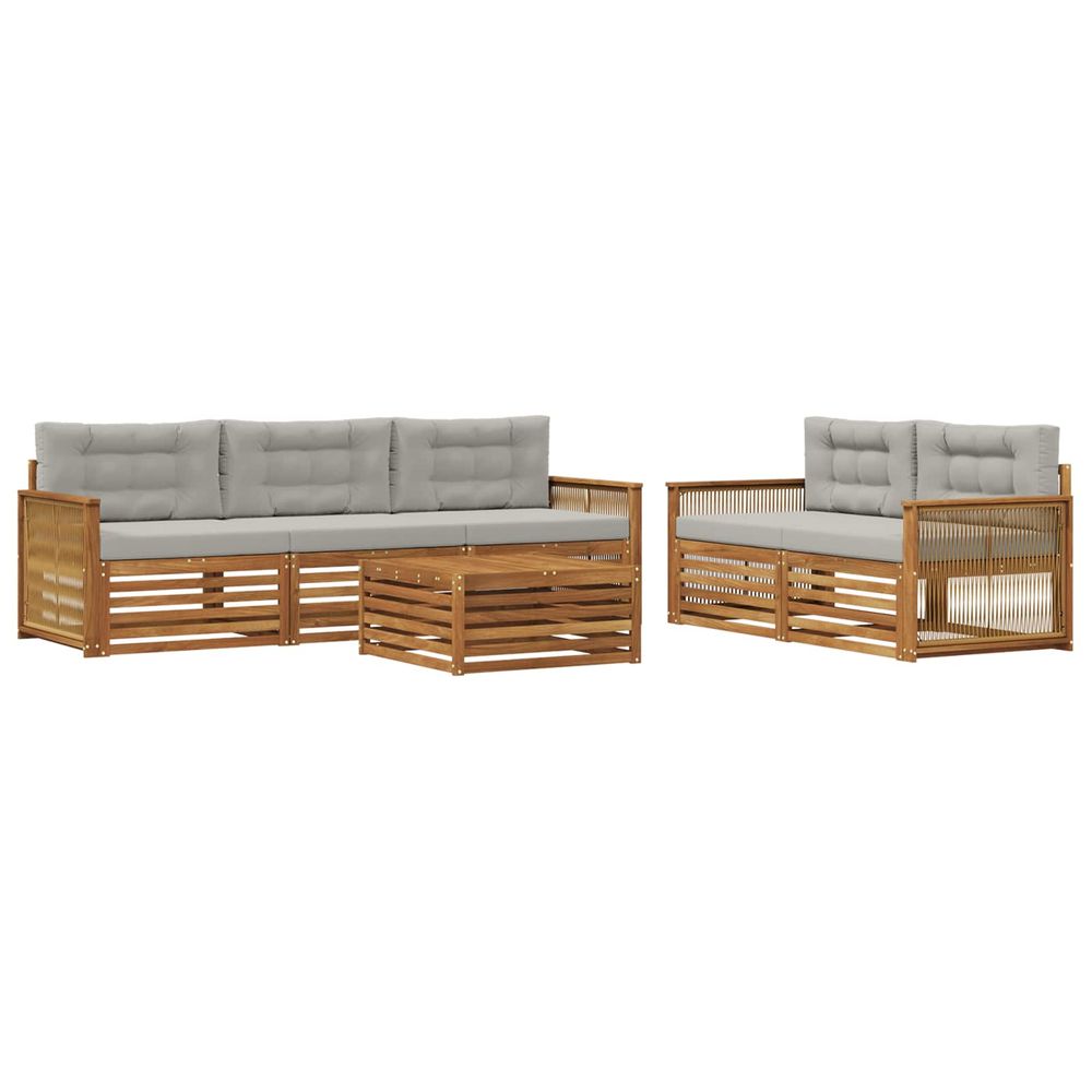 Ensemble de canapés d'extérieur 6 pc naturel et gris clair