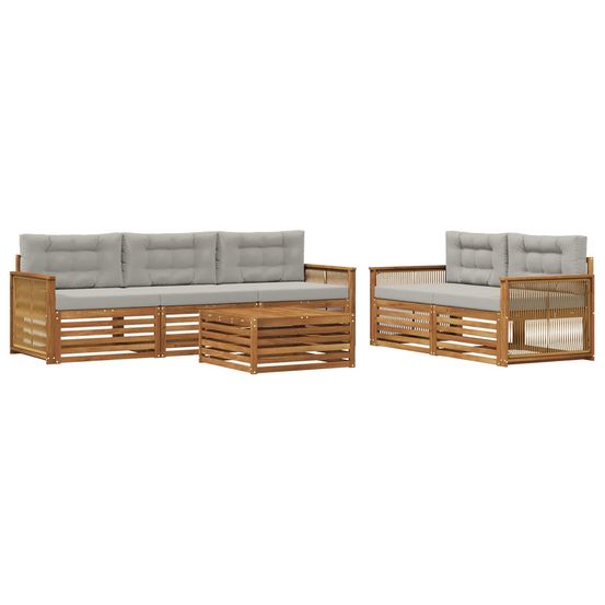 Ensemble de canapés d'extérieur 6 pc naturel et gris clair