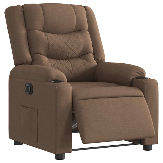 Fauteuil inclinable électrique marron tissu