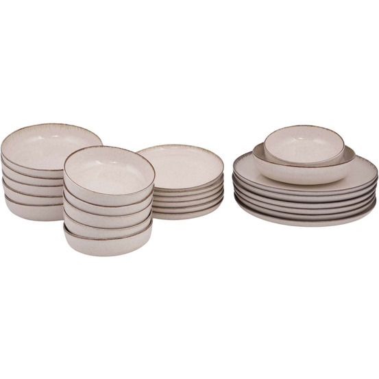 Service de table en porcelaine point 24 pièces cannelle