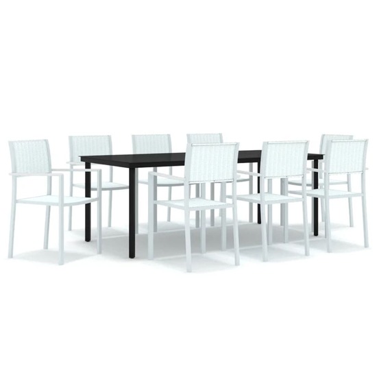 Ensemble à manger de jardin 9 pcs blanc