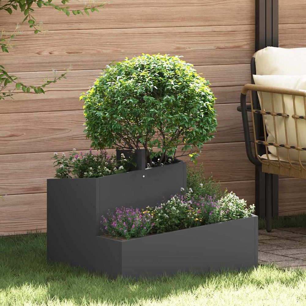 Jardinière carrée en acier pour jardin et terrasse noir 60x60 cm