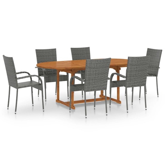 Ensemble à manger de jardin 7 pcs résine tressée gris