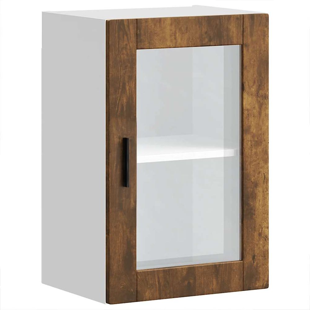 Armoire murale de cuisine avec porte en verre porto chêne fumé
