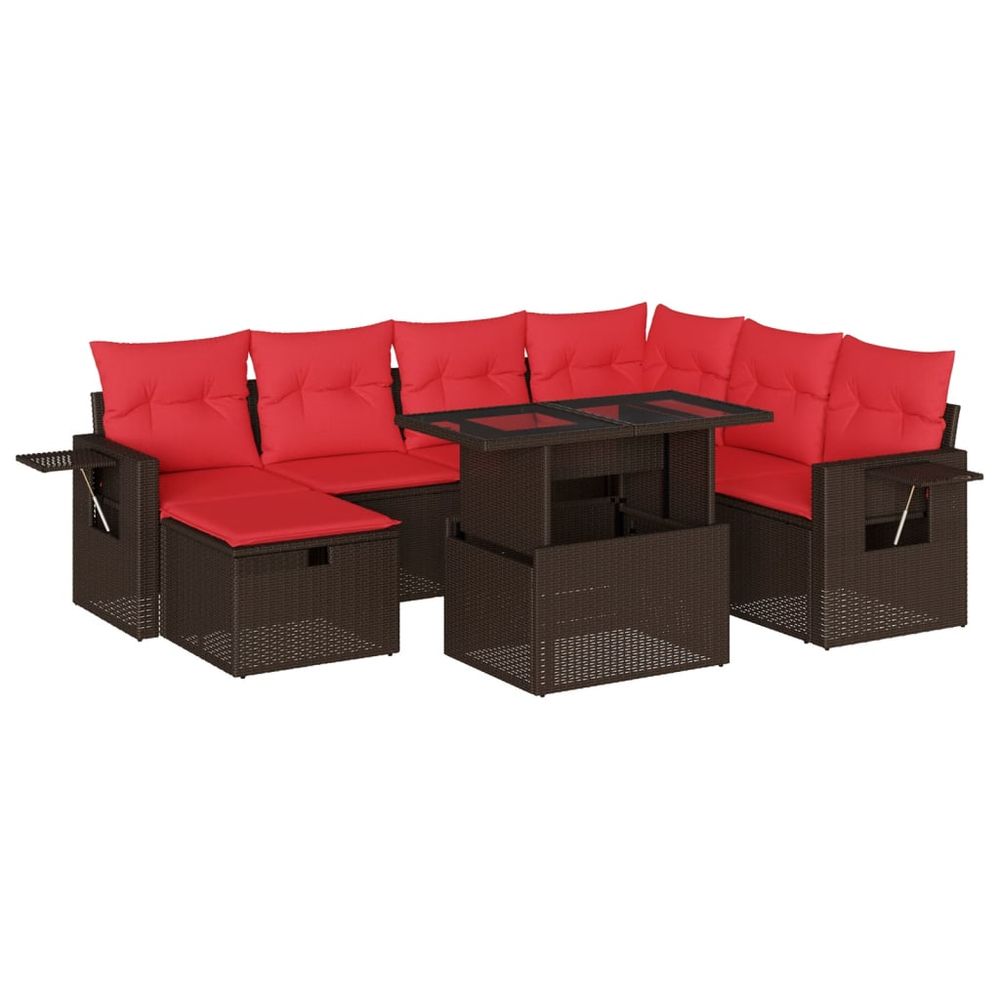 Ensemble de canapé de jardin 8 pcs avec coussins marron