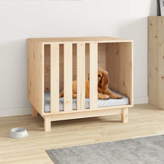 Niche pour chien bois massif naturel pour chien moyen 70x50x62 cm
