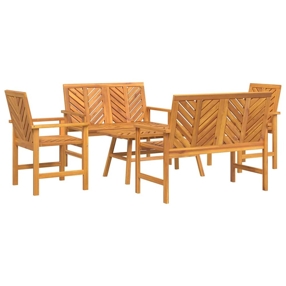 Ensemble de salon de jardin 5 pc marron bois d'acacia massif
