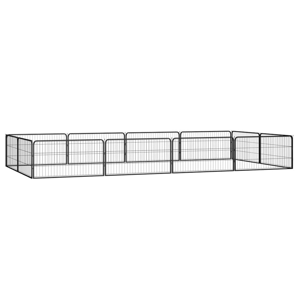 Parc chien 12 panneaux acier modulable pour jardin extérieur noir 100x50cm