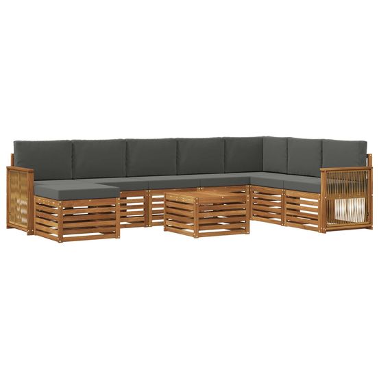 Ensemble de canapés d'extérieur 7 pc naturel et anthracite