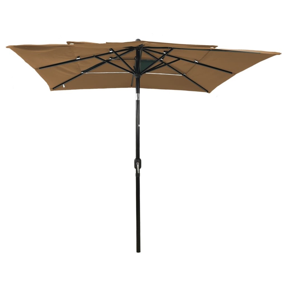 Parasol de jardin à 3 niveaux avec mât en aluminium taupe