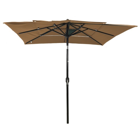 Parasol de jardin à 3 niveaux avec mât en aluminium taupe
