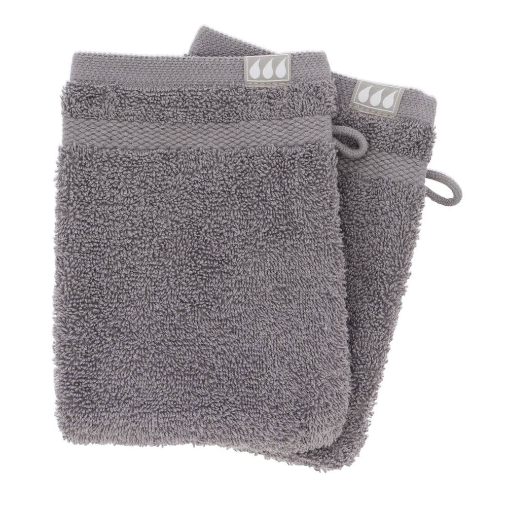 Set de 2 gants de toilette 15x21 cm 100% coton - gris