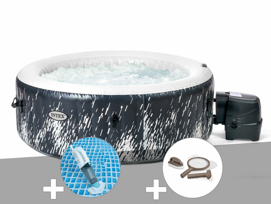 Kit spa gonflable purespa galaxie rond bulles avec led 4 places + aspirateur +