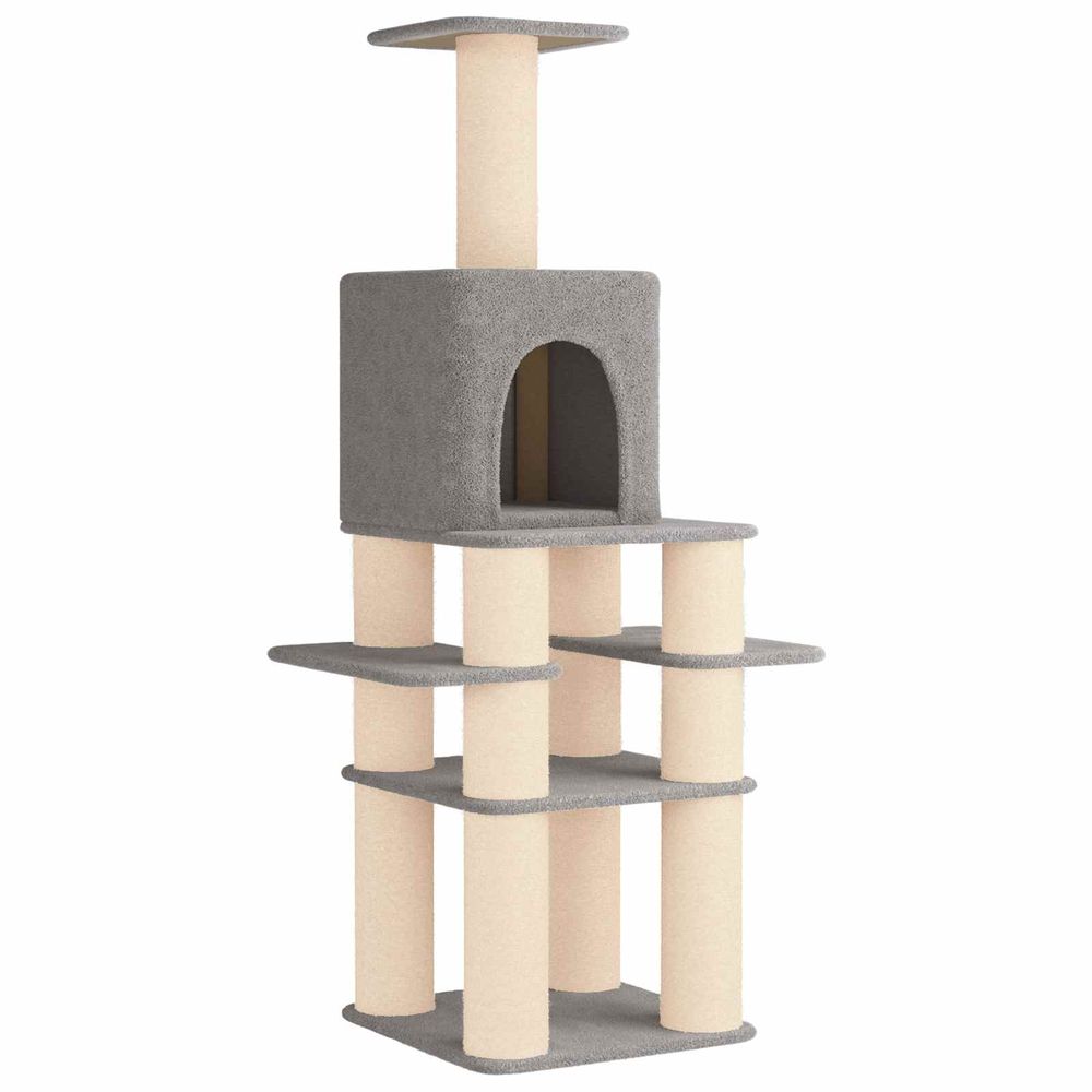 Arbre à chat avec poteaux à griffer en sisal gris clair 180 cm