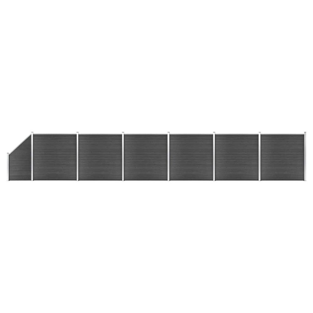 Ensemble de panneau de clôture wpc 1138x(105-186) cm noir