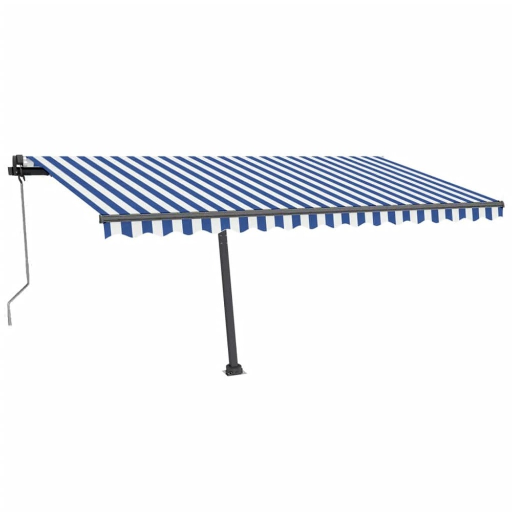 Auvent automatique sur pied 450x350 cm bleu/blanc