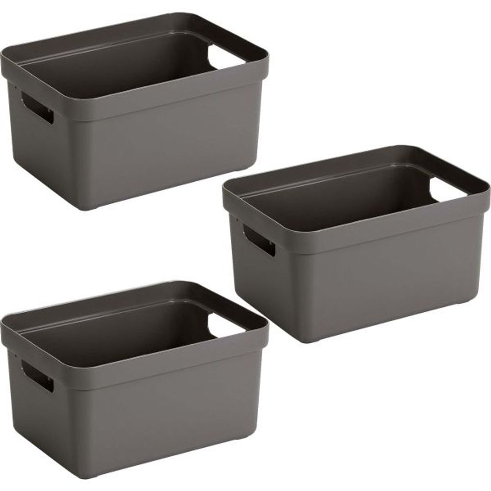 Boite de rangement sigma home box 13 l (lot de 3) taupe