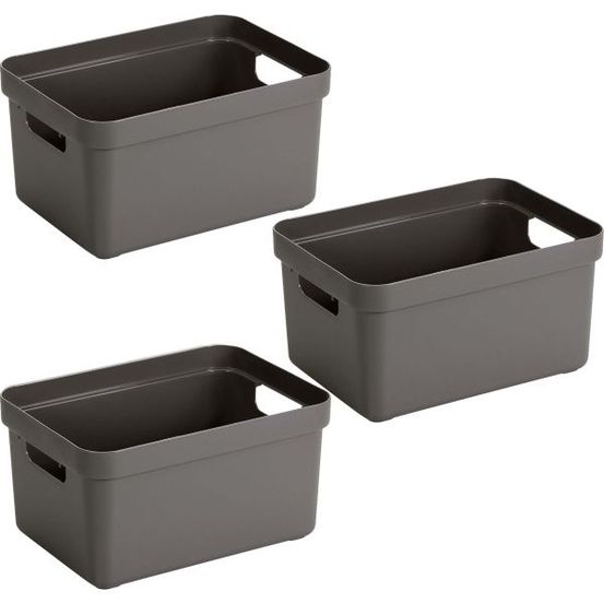 Boite de rangement sigma home box 13 l (lot de 3) taupe