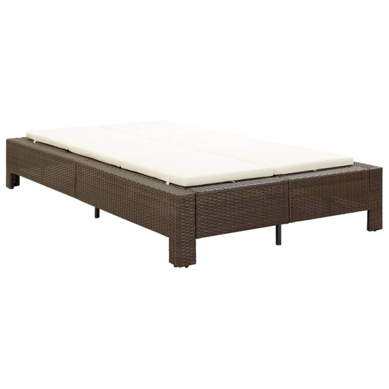 Transat à 2 places avec coussin marron résine tressée