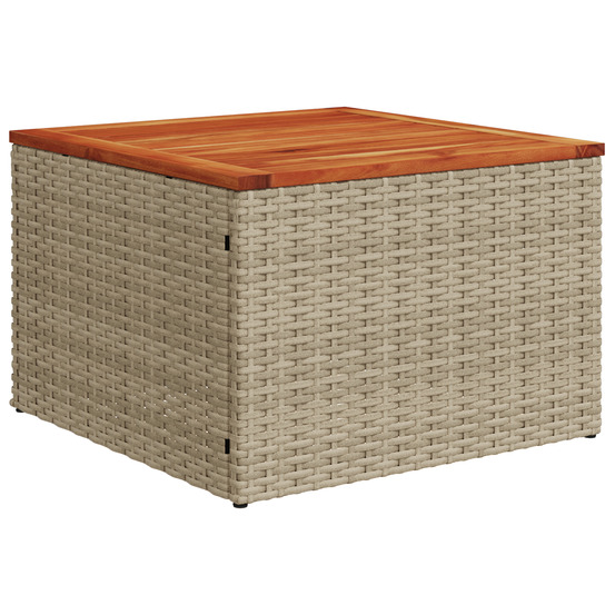 Ensemble de canapés de jardin 7 pièces avec coussins beige poly rotin acacia