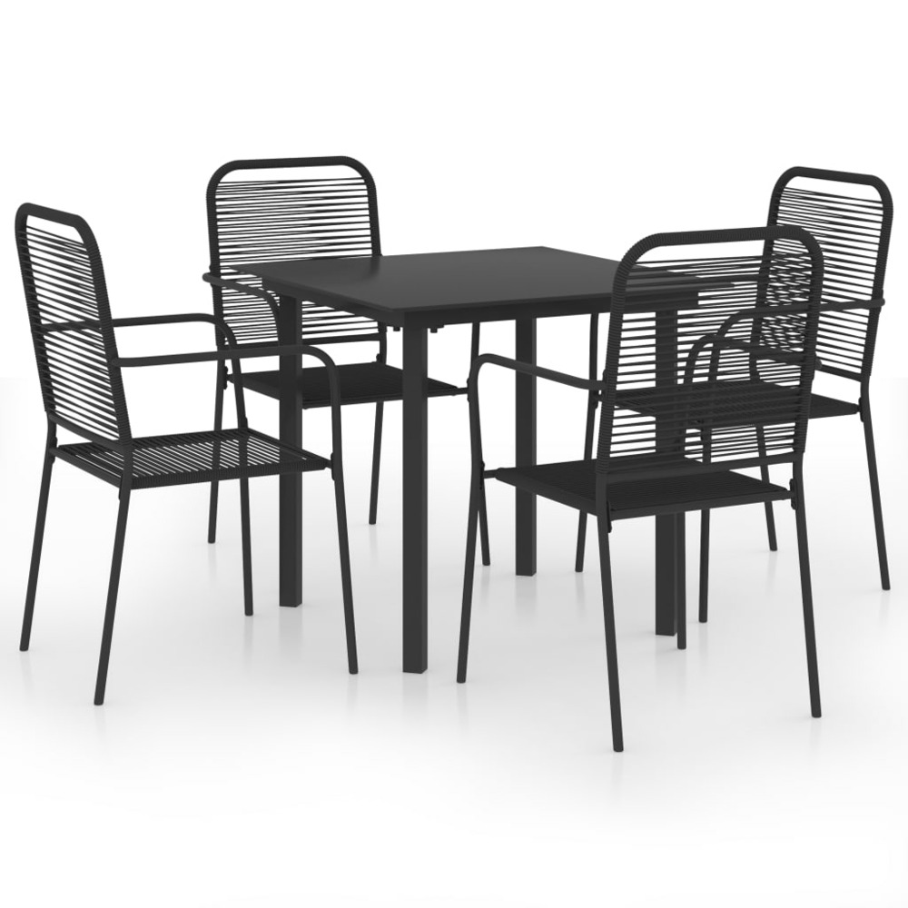 Ensemble à manger de jardin 5 pcs noir verre et acier