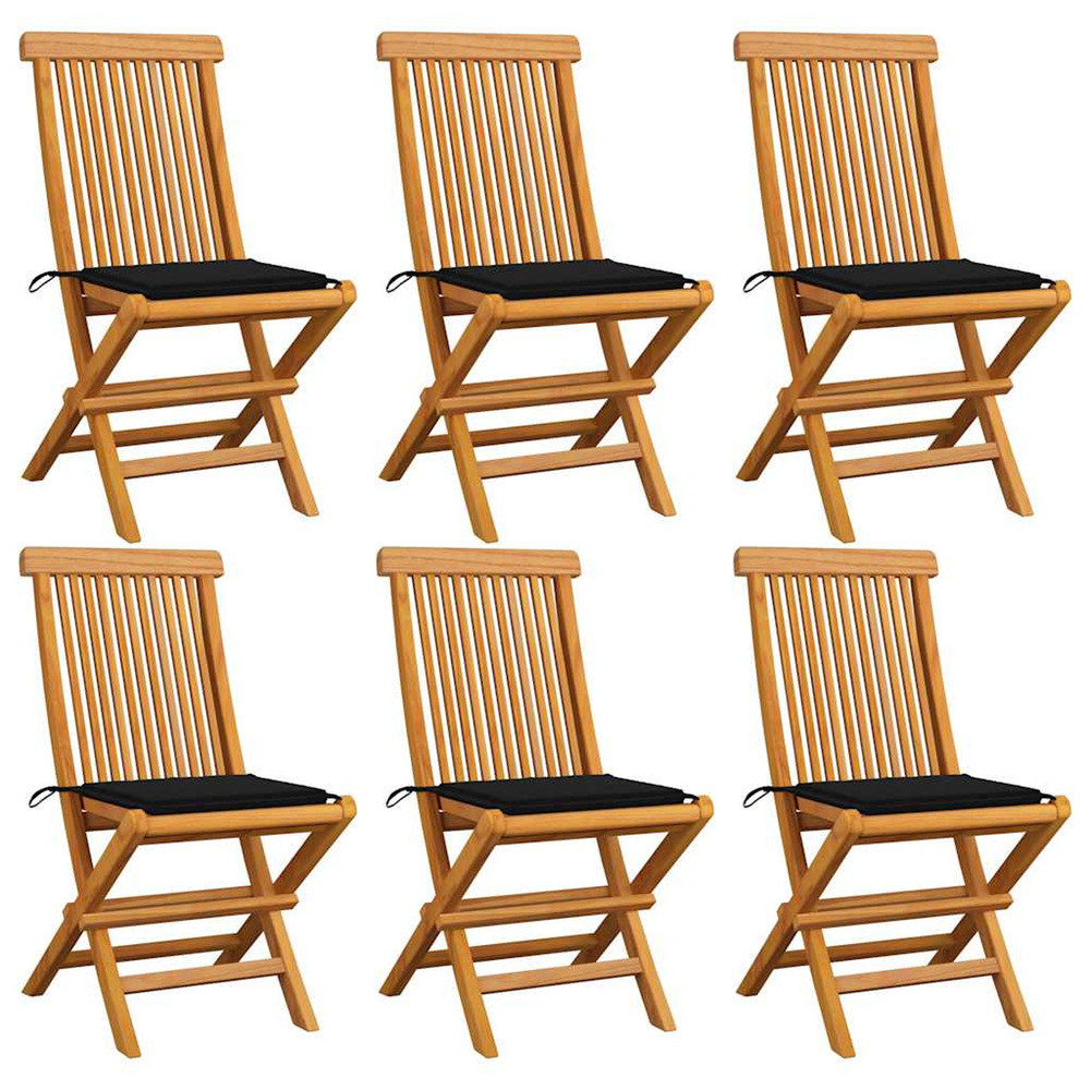 Chaises de jardin avec coussins noir 6