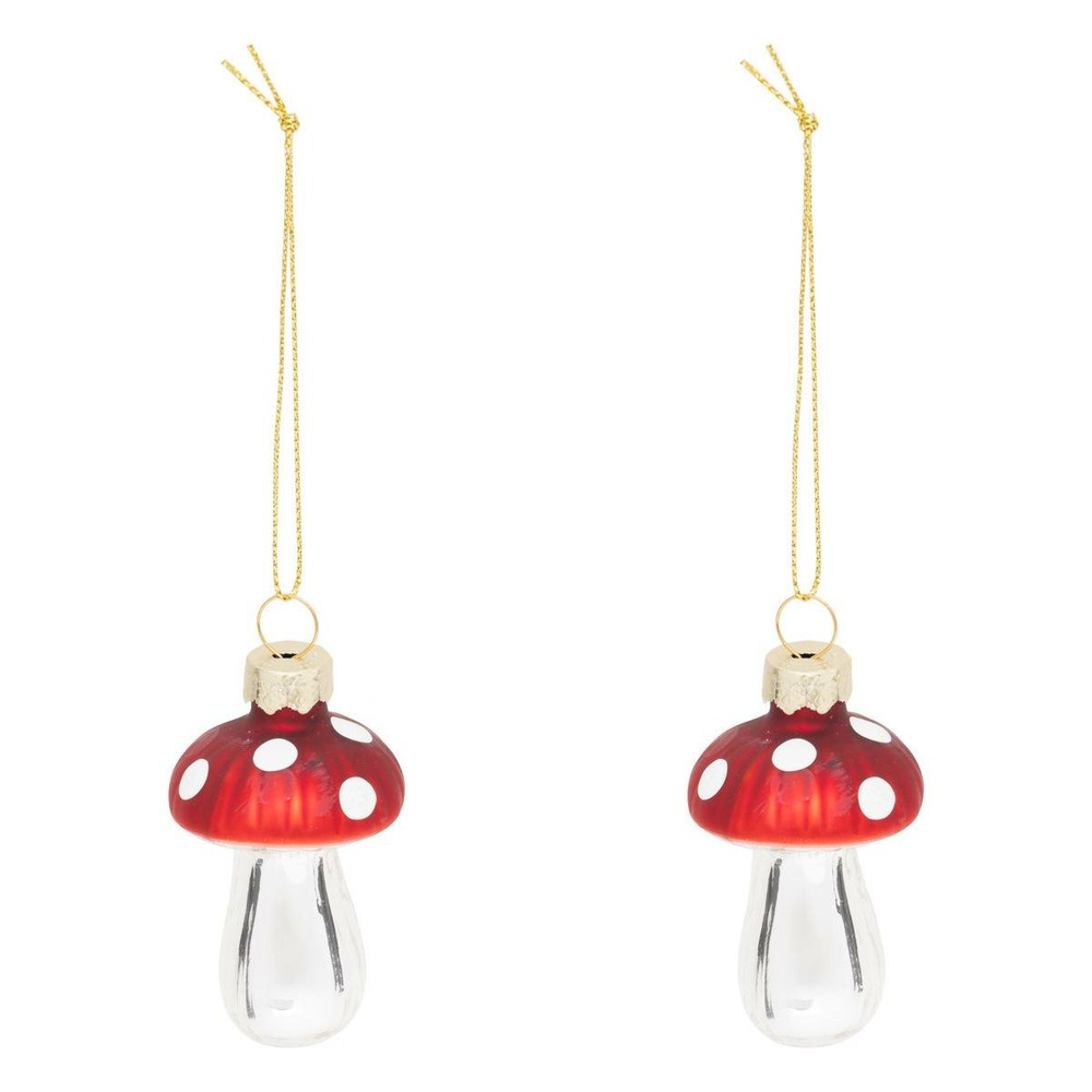 Lot de 2 sujets champignon h.6cm verre rouge
